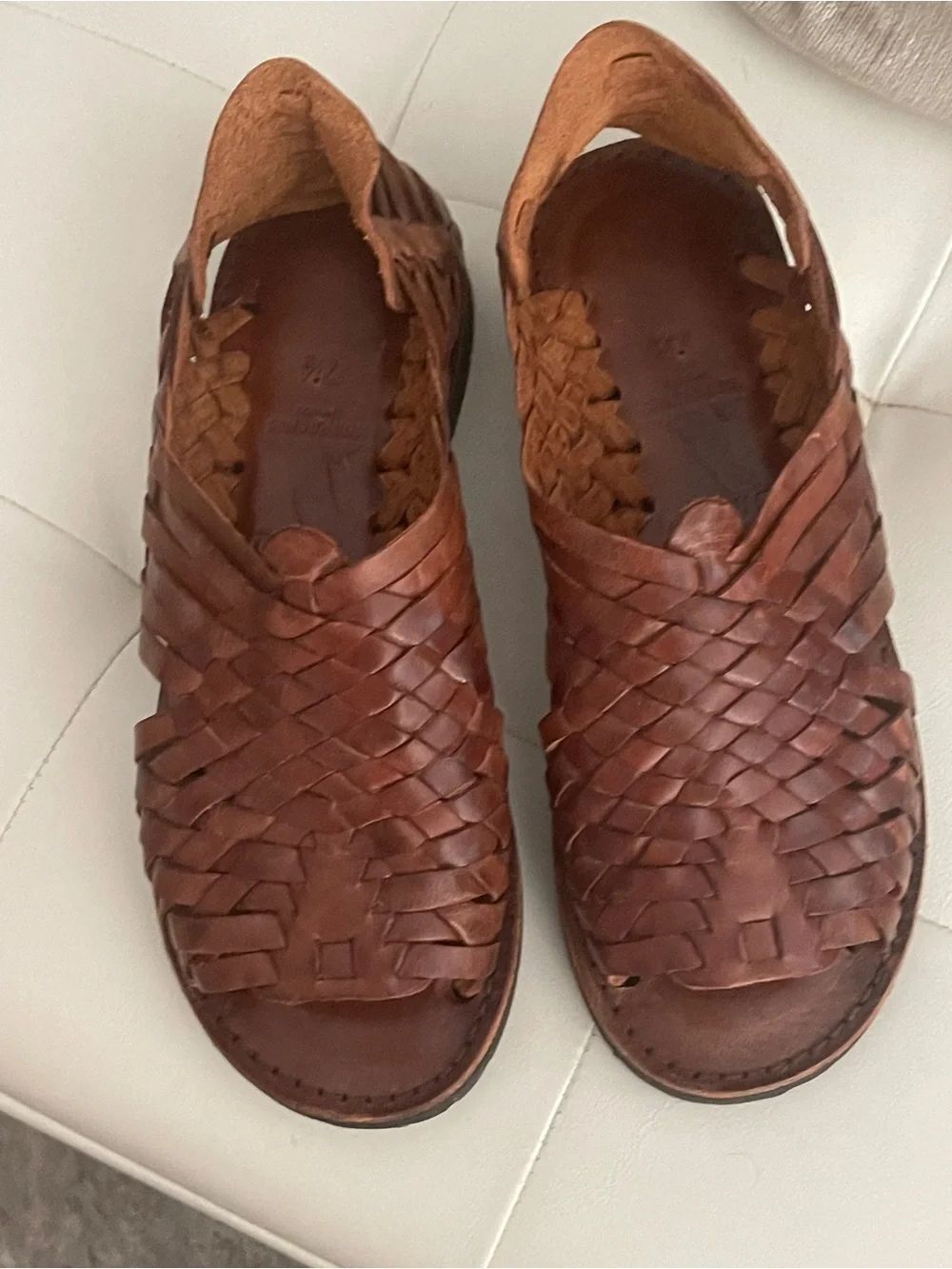 Women’s Brown Woven Leather Sandals